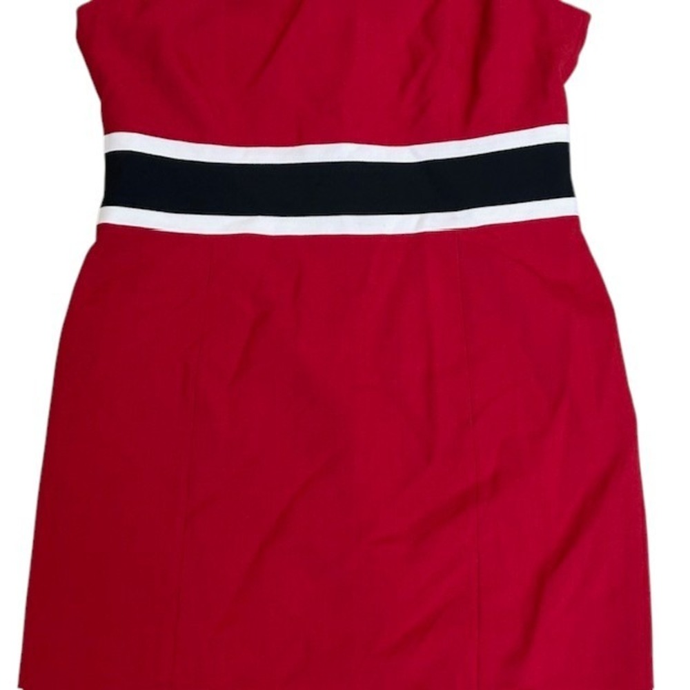 Black Label by Evan Picone Red Dress Sleeveless Sheath Party Career Sz 8 - Picture 5 of 13
